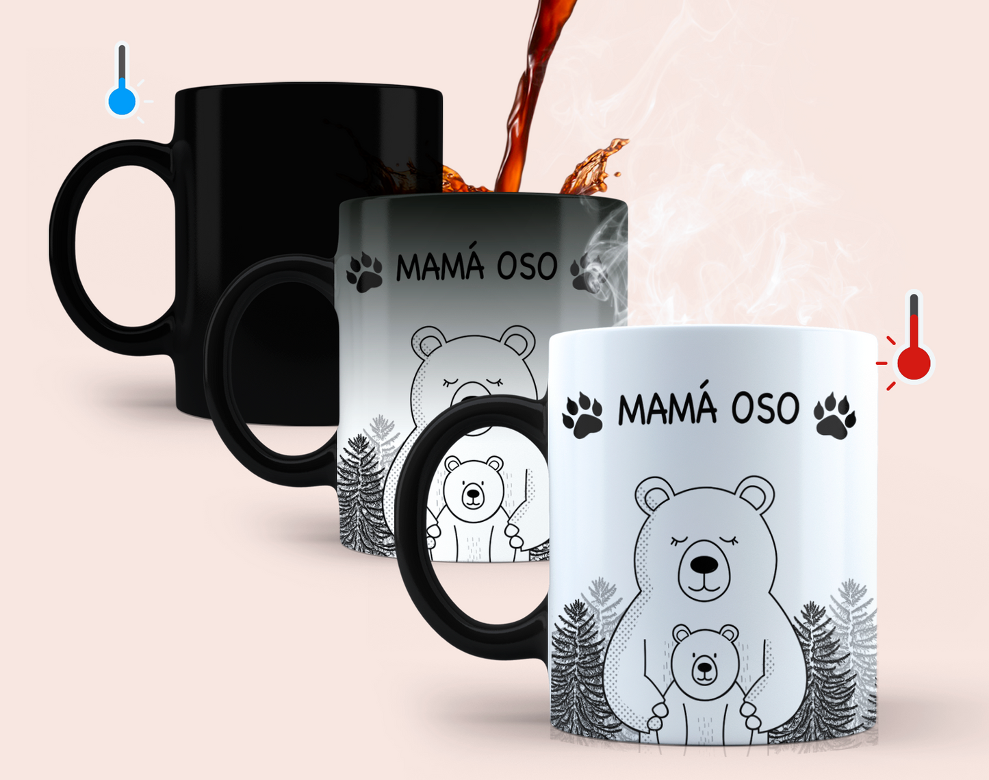 Taza Mamá Oso  - Taza Mágica  11 oz- Taza Día de la Madre - Taza para Mamá
