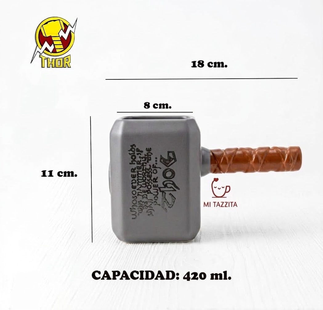 Taza Martillo de Thor | Tazas de Superhéroes Marvel