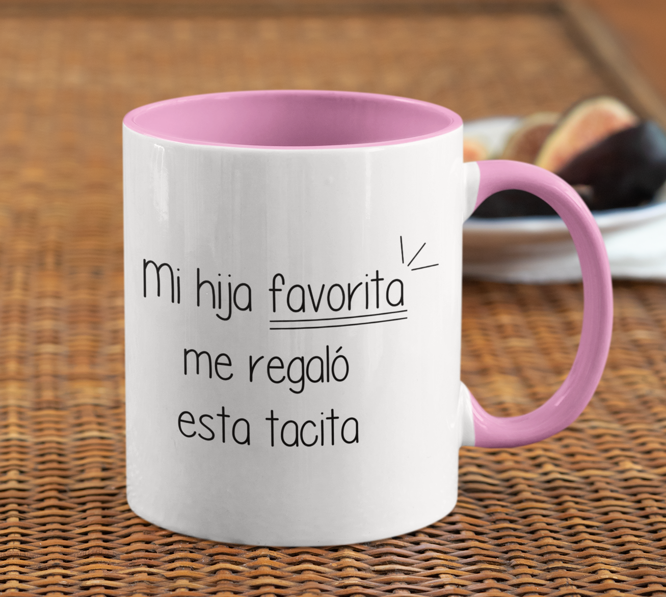 Taza Mi Hija Favorita Me Regaló Esta Tacita  - Taza Blanca y Rosada 11 oz- Taza Día de la Madre - Taza para Mamá