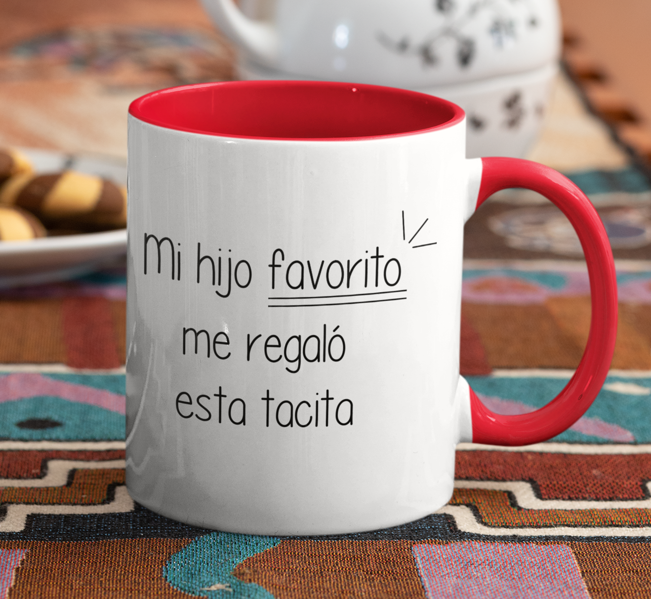 Taza Mi Hijo Favorito Me Regaló Esta Tacita  - Taza Blanca Y Roja 11 oz- Taza Día de la Madre - Taza para Mamá