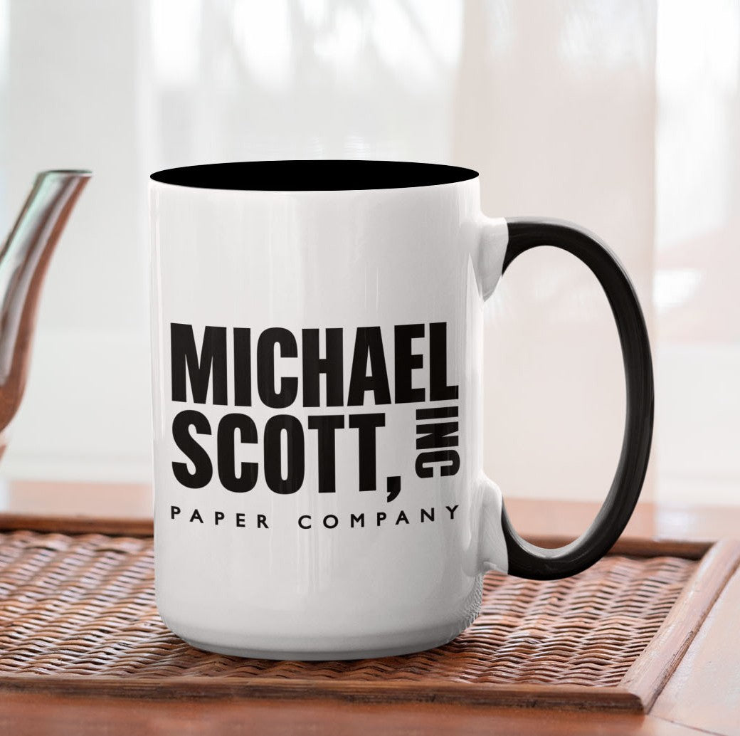 Taza Michael Scott Paper Company - Taza Blanca y Negra 15 oz - Tazas The Office - Tazas de series
