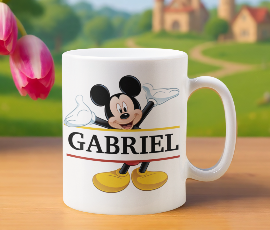 Taza Mickey con tu Nombre Personalizado | Tazas Personalizadas | Taza Blanca de 11 oz