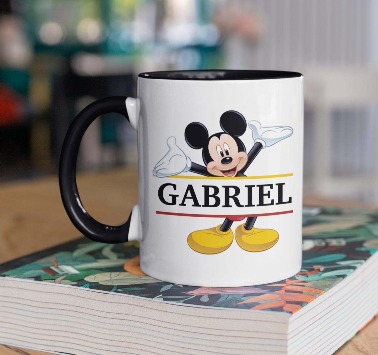 Taza Mickey con tu Nombre Personalizado | Tazas Personalizadas | Taza Blanca y Negra de 11 oz