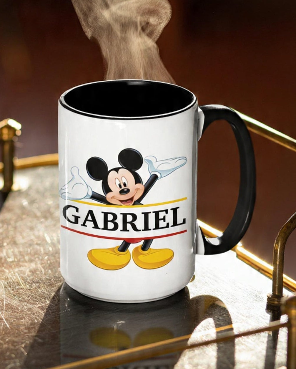 Taza Mickey con tu Nombre Personalizado | Tazas Personalizadas | Taza Blanca y Negra de 15 oz