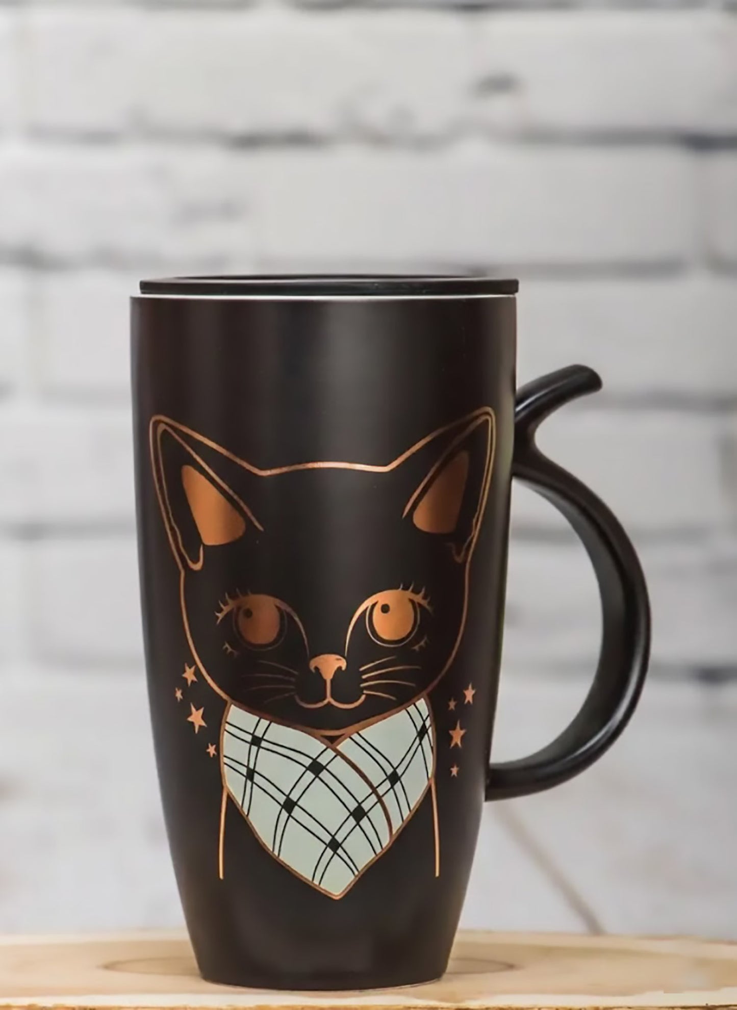 Taza Negra Alta de Gatitos Chic - Taza Gatos