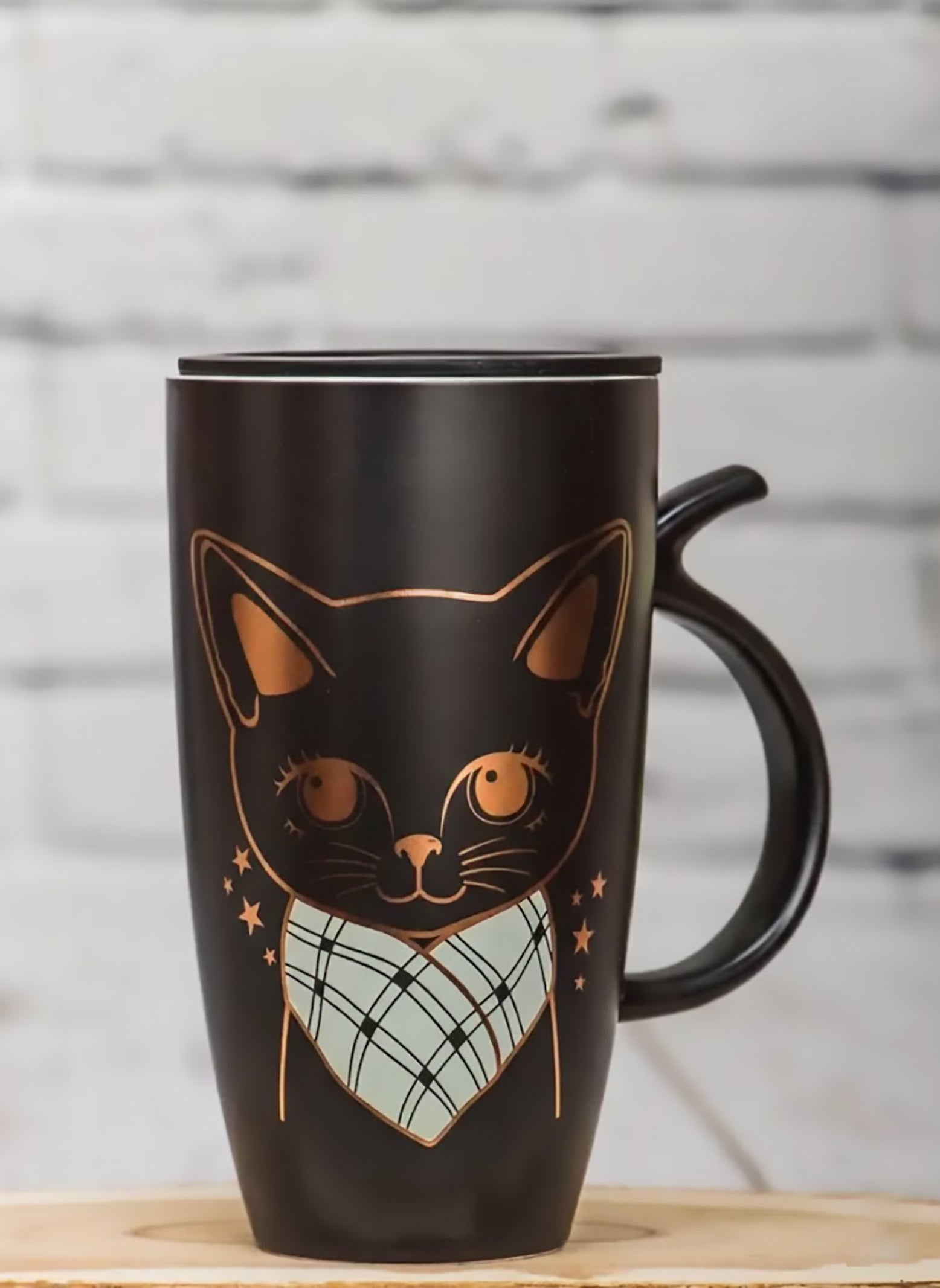 Taza Negra Alta de Gatitos Chic - Taza Gatos
