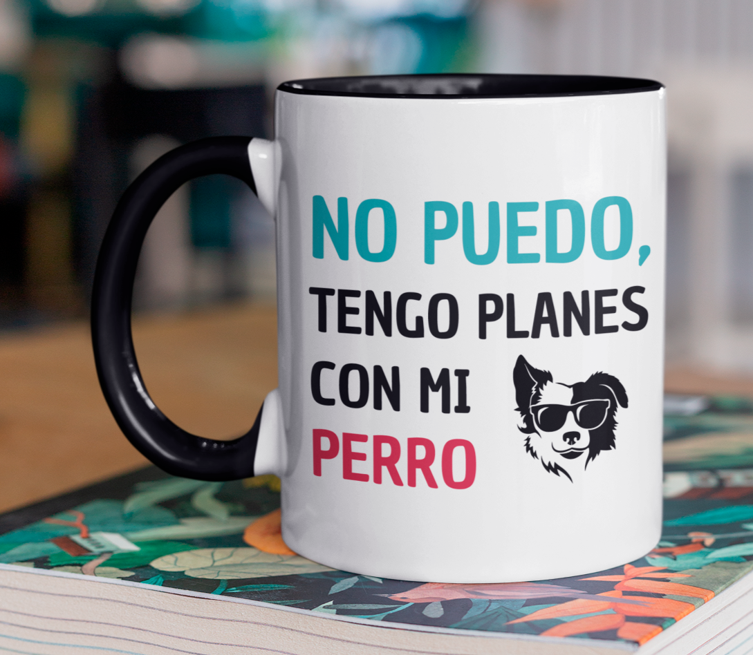 Taza No Puedo, Tengo Planes con mi Perro - Taza Blanca y Negra de 11 oz -Tazas de Perros