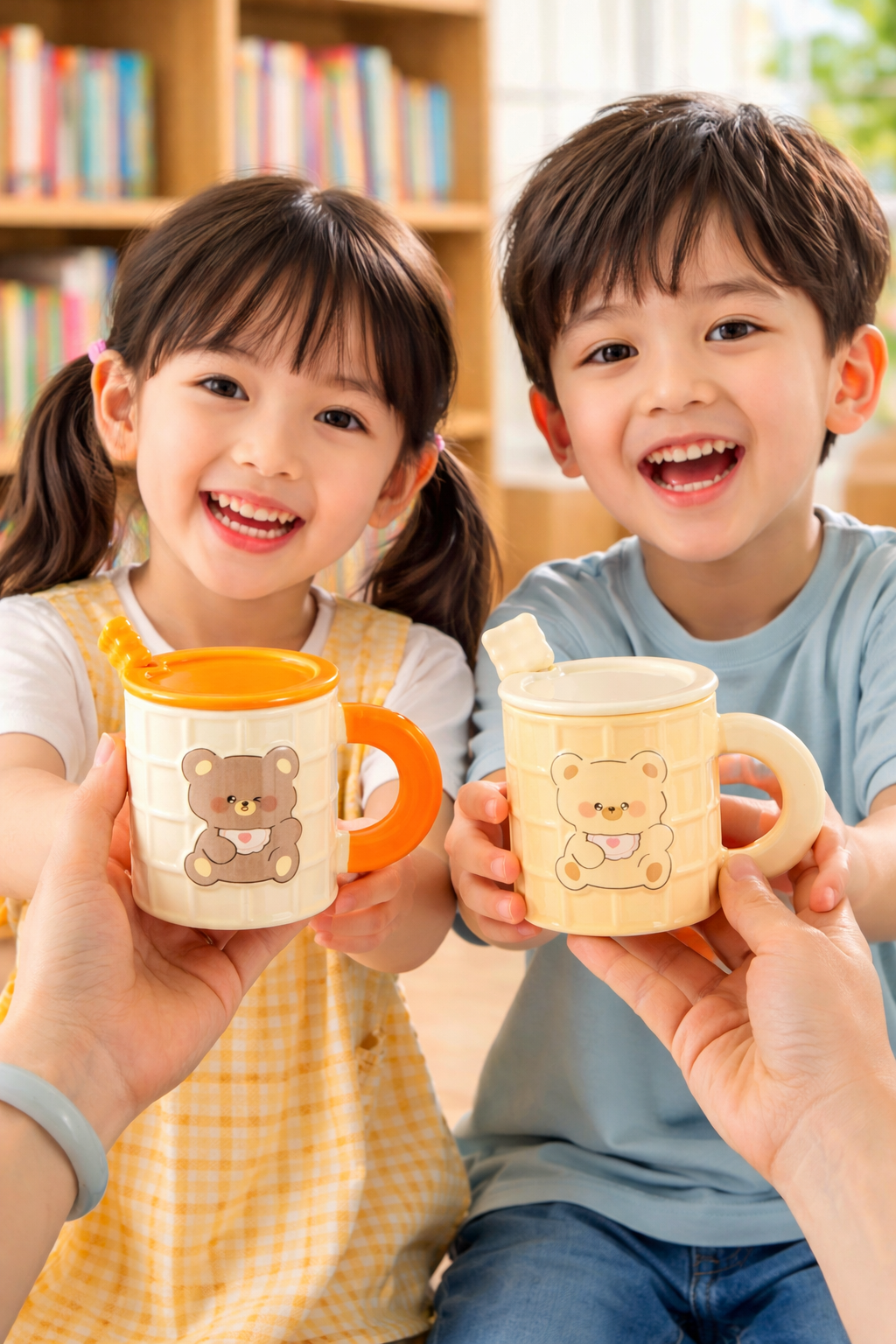 Taza Osito Waffle con Tapa y Cuchara | Tazas para Niños & Niñas