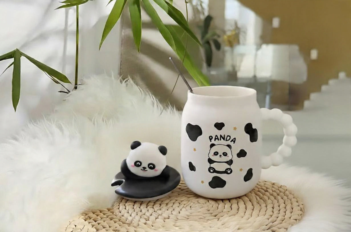 Taza Panda con Hermosa Tapita - Estilo Manchitas - Tazas de Panda