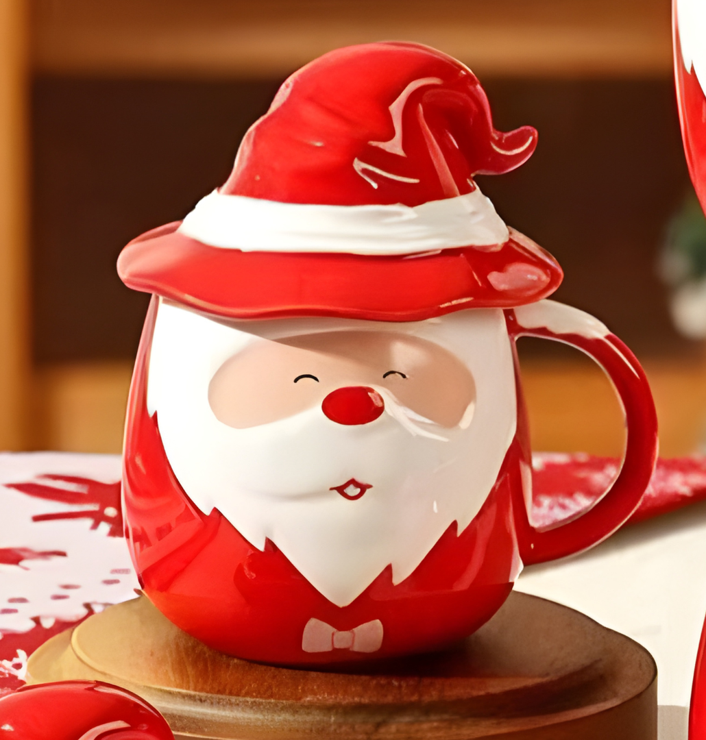 Taza Papá Noel Sonriente con Tapita - Tazas Navideñas