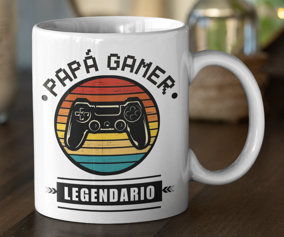 Taza Papá Gamer Legendario - Taza Blanca 11 oz -Tazas Día del Padre - Tazas para Papá