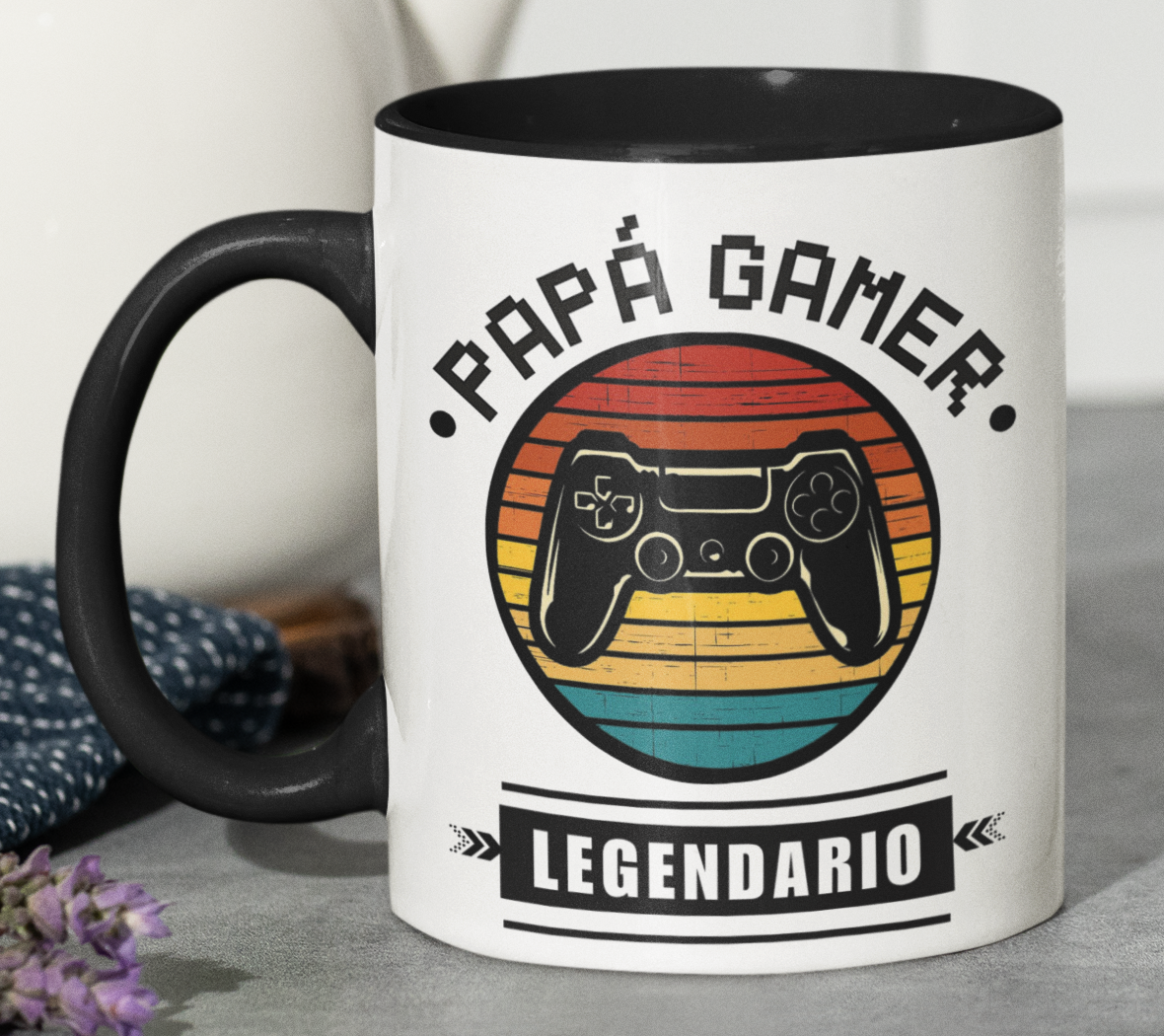 Taza Papá Gamer Legendario - Taza Blanca y Negra 11 oz -Tazas Día del Padre - Tazas para Papá