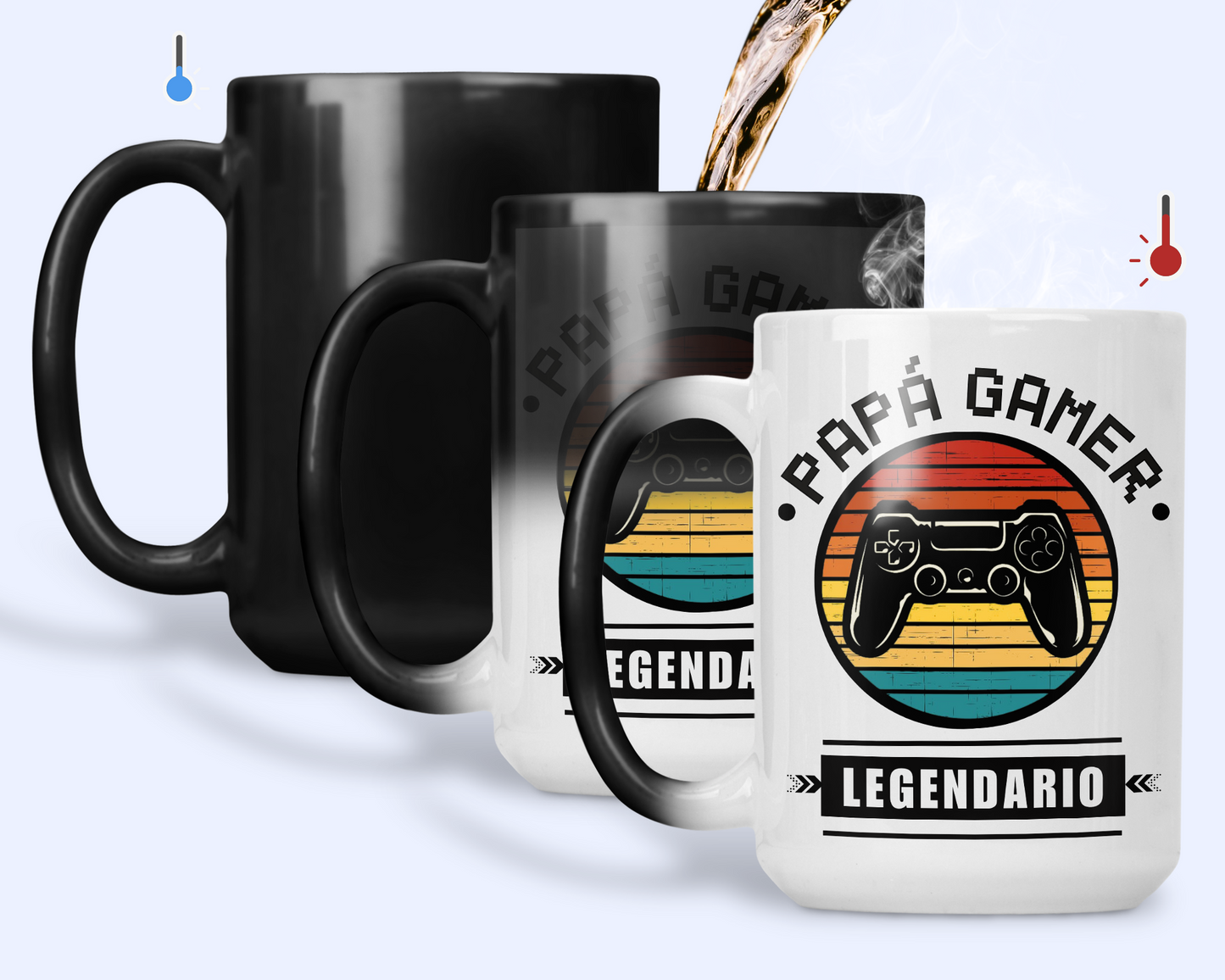 Taza Papá Gamer Legendario - Taza Mágica 15 oz -Tazas Día del Padre - Tazas para Papá