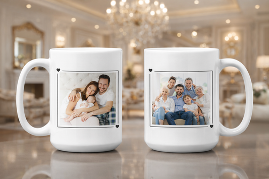 Taza Personalizada con tus Fotos, tus Recuerdos | Tazas Personalizadas con Fotos | Taza Blanca de 15 oz 