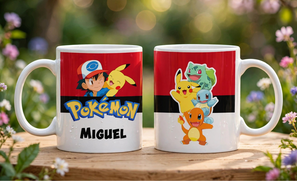 Taza Pokémon Personalizado con tu Nombre | Tazas Pokémon - Taza Blanca de 11 oz.