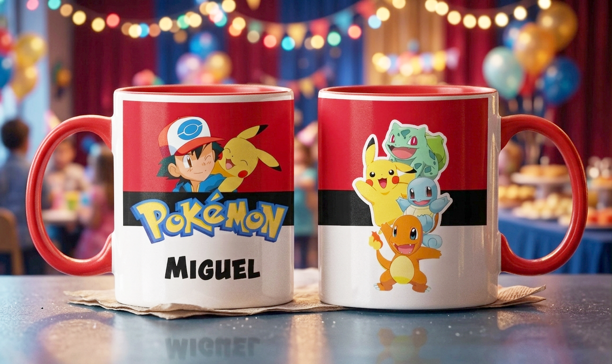 Taza Pokémon Personalizado con tu Nombre | Tazas Pokémon - Taza Blanca y Roja de 11 oz.