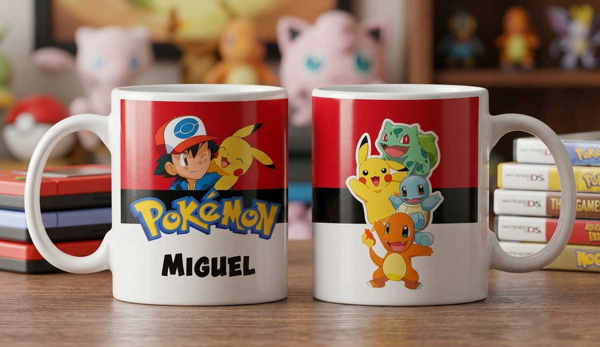 Taza Pokémon Personalizado con tu Nombre | Tazas Pokémon - Taza Blanca de 11 oz.
