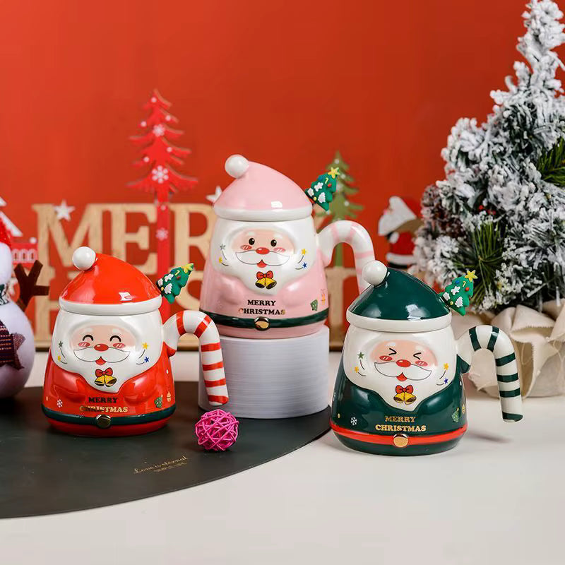 Taza Santa Claus Sonriente en 3D con cucharita - Tazas Navideñas