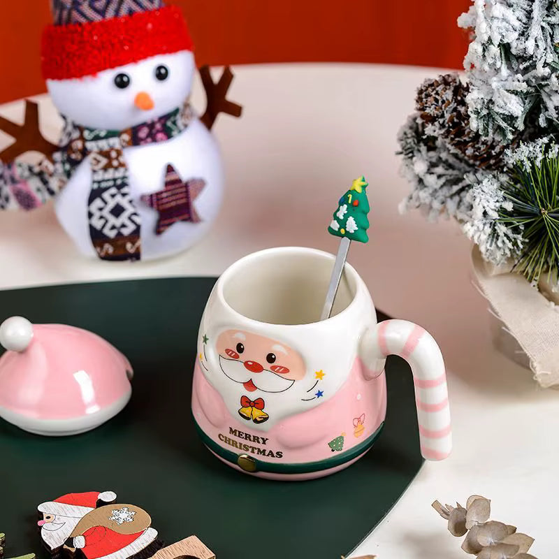 Taza Santa Claus Sonriente en 3D con cucharita - Tazas Navideñas