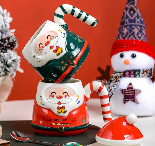 Taza Santa Claus Sonriente en 3D con cucharita - Tazas Navideñas 
