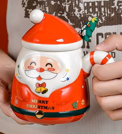 Taza Santa Claus Sonriente en 3D con cucharita - Tazas Navideñas