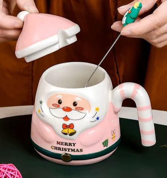 Taza Santa Claus Sonriente en 3D con cucharita - Tazas Navideñas