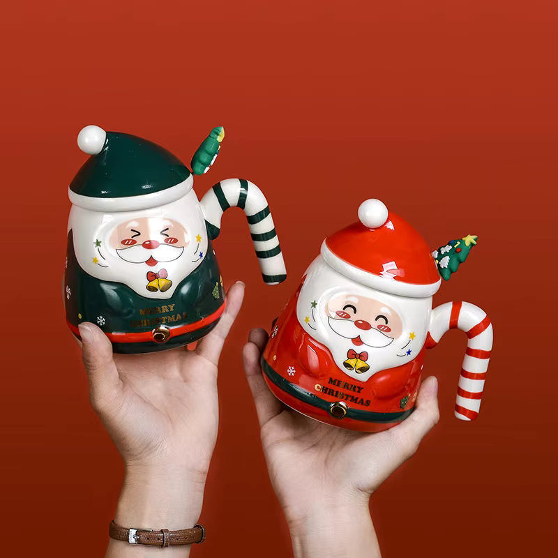 Taza Santa Claus Sonriente en 3D con cucharita - Tazas Navideñas
