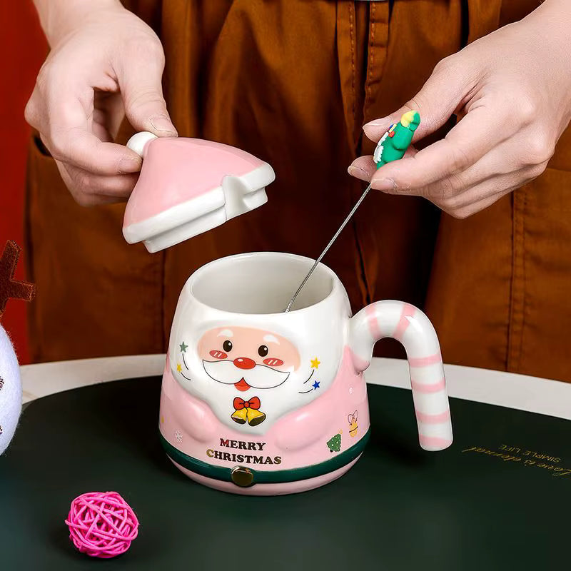 Taza Santa Claus Sonriente en 3D con cucharita - Tazas Navideñas