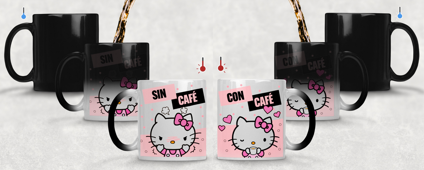 Taza Sin Café / Con Café | Tazas Hello Kitty | Taza Mágica 11 oz