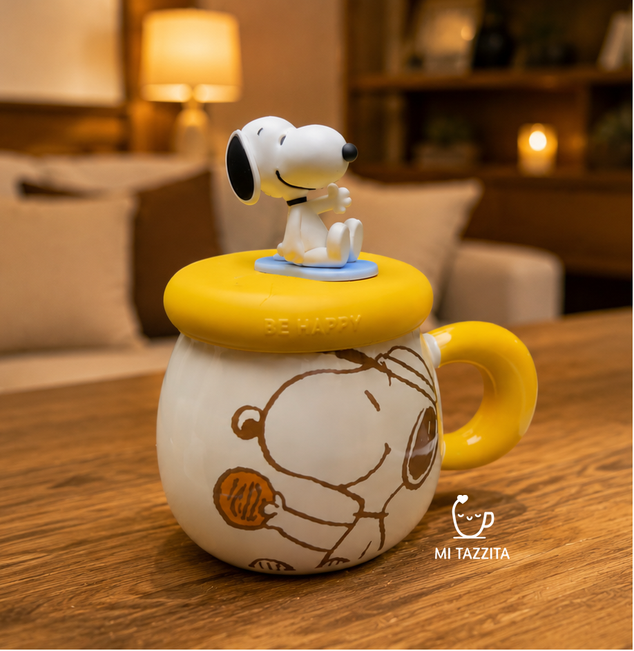 Taza Snoopy con Tapa del Personaje y Sorbete | Tazas de Snoopy