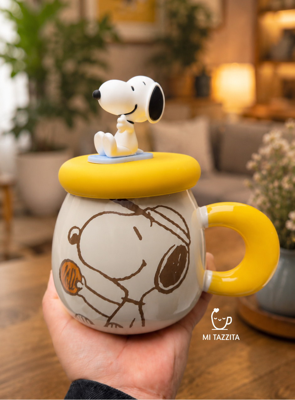 Taza Snoopy con Tapa del Personaje y Sorbete | Tazas de Snoopy