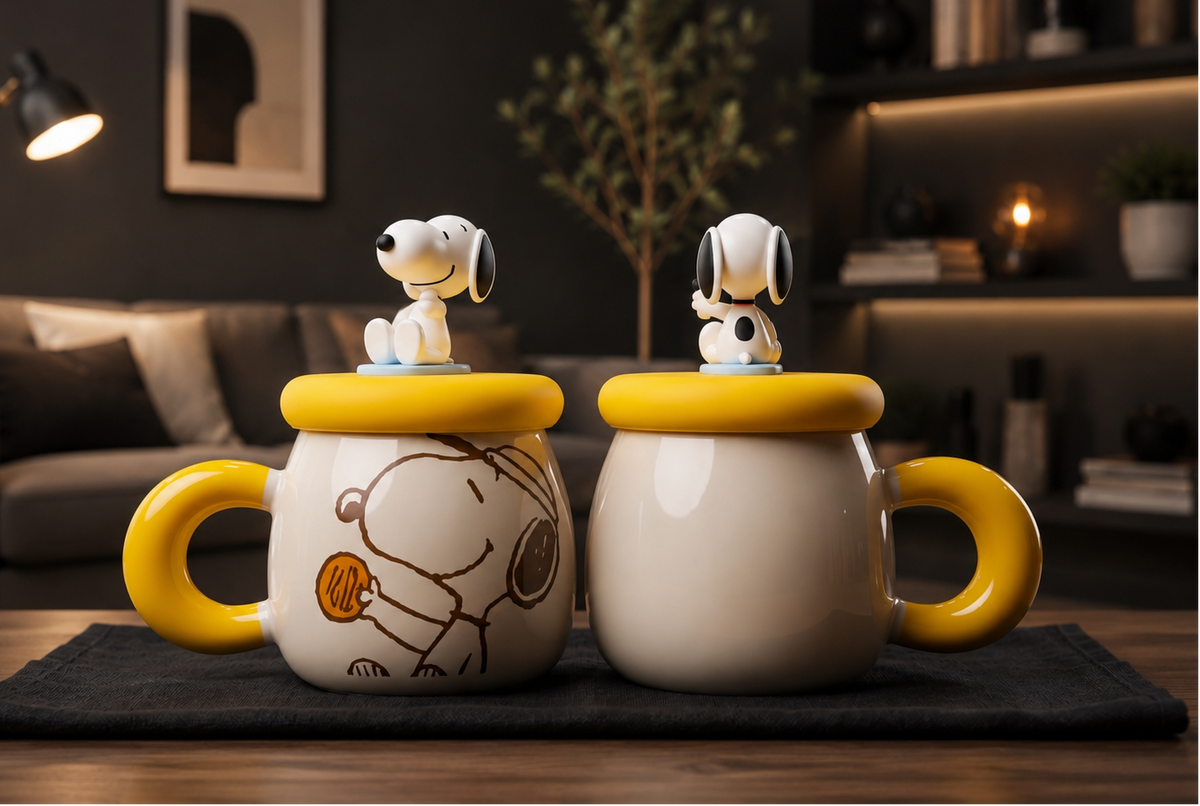 Taza Snoopy con Tapa del Personaje y Sorbete | Tazas de Snoopy