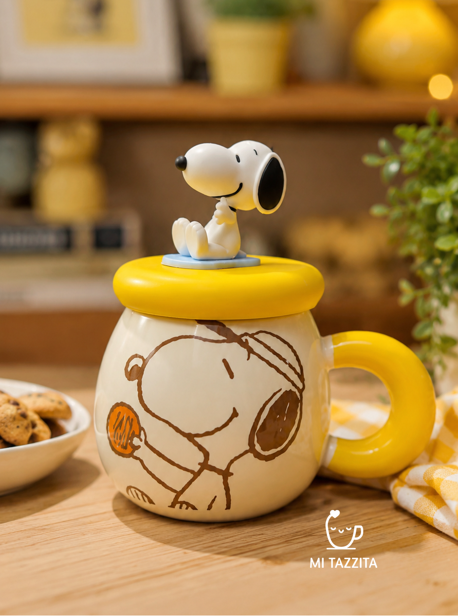 Taza Snoopy con Tapa del Personaje y Sorbete | Tazas de Snoopy