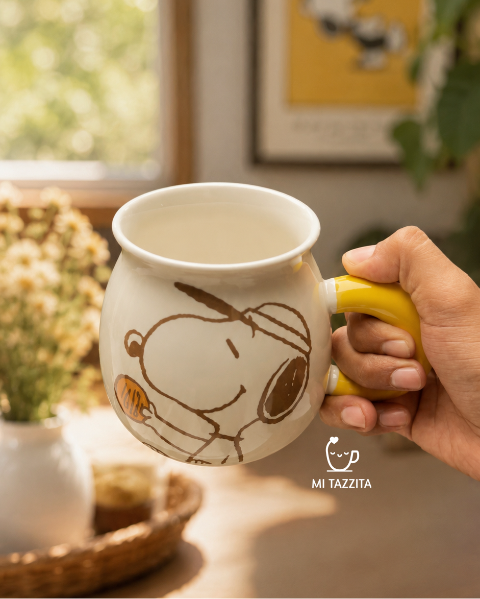 Taza Snoopy con Tapa del Personaje y Sorbete | Tazas de Snoopy