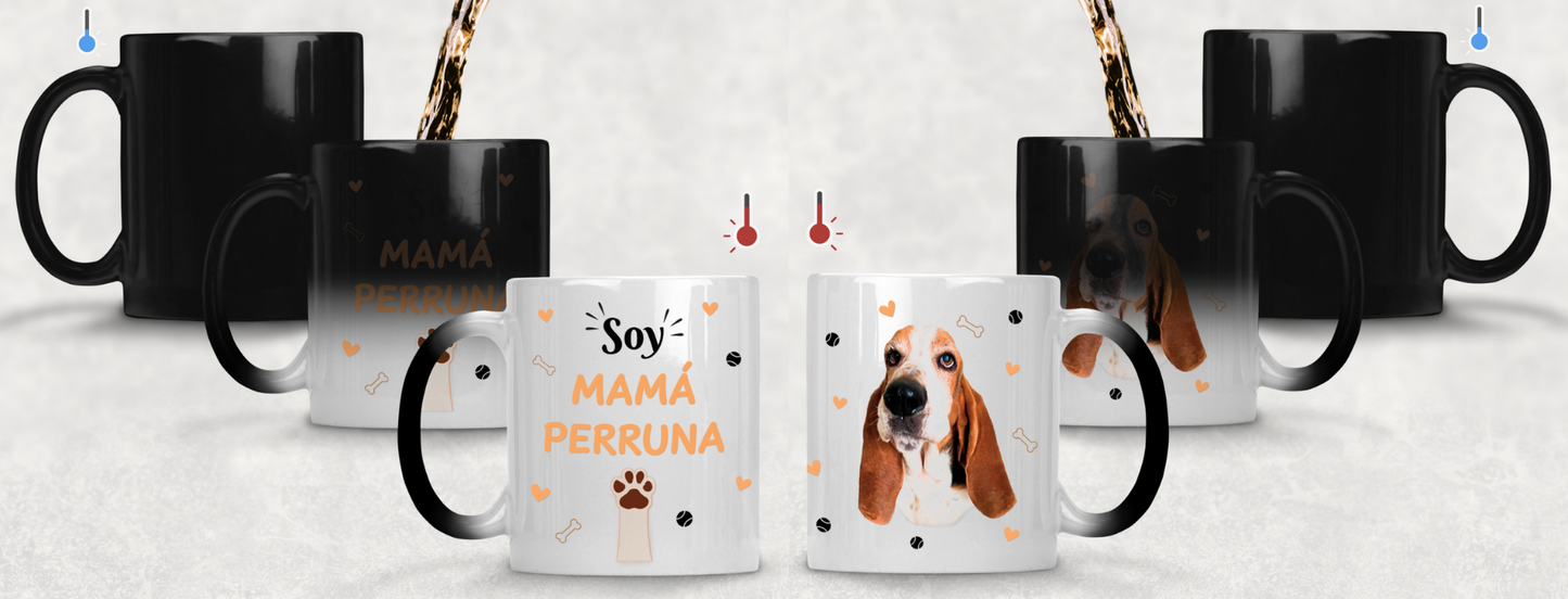 Taza Soy Mamá Perruna Personalizado con Foto - Tazas de Perros - Taza Mágica de 11 oz 