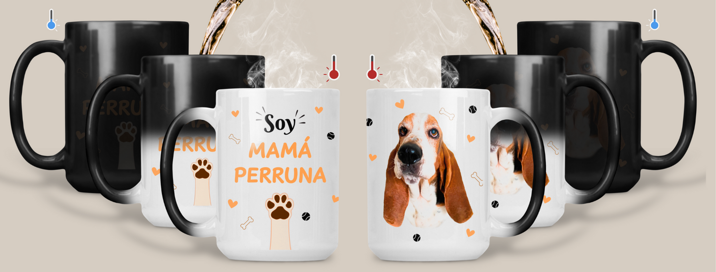 Taza Soy Mamá Perruna Personalizado con Foto - Tazas de Perros - Taza Mágica de 15 oz 