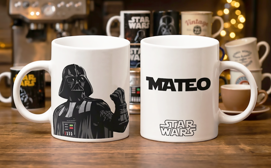Taza Star Wars con tu Nombre Personalizado | Taza Star Wars | Taza Blanca de 11 oz