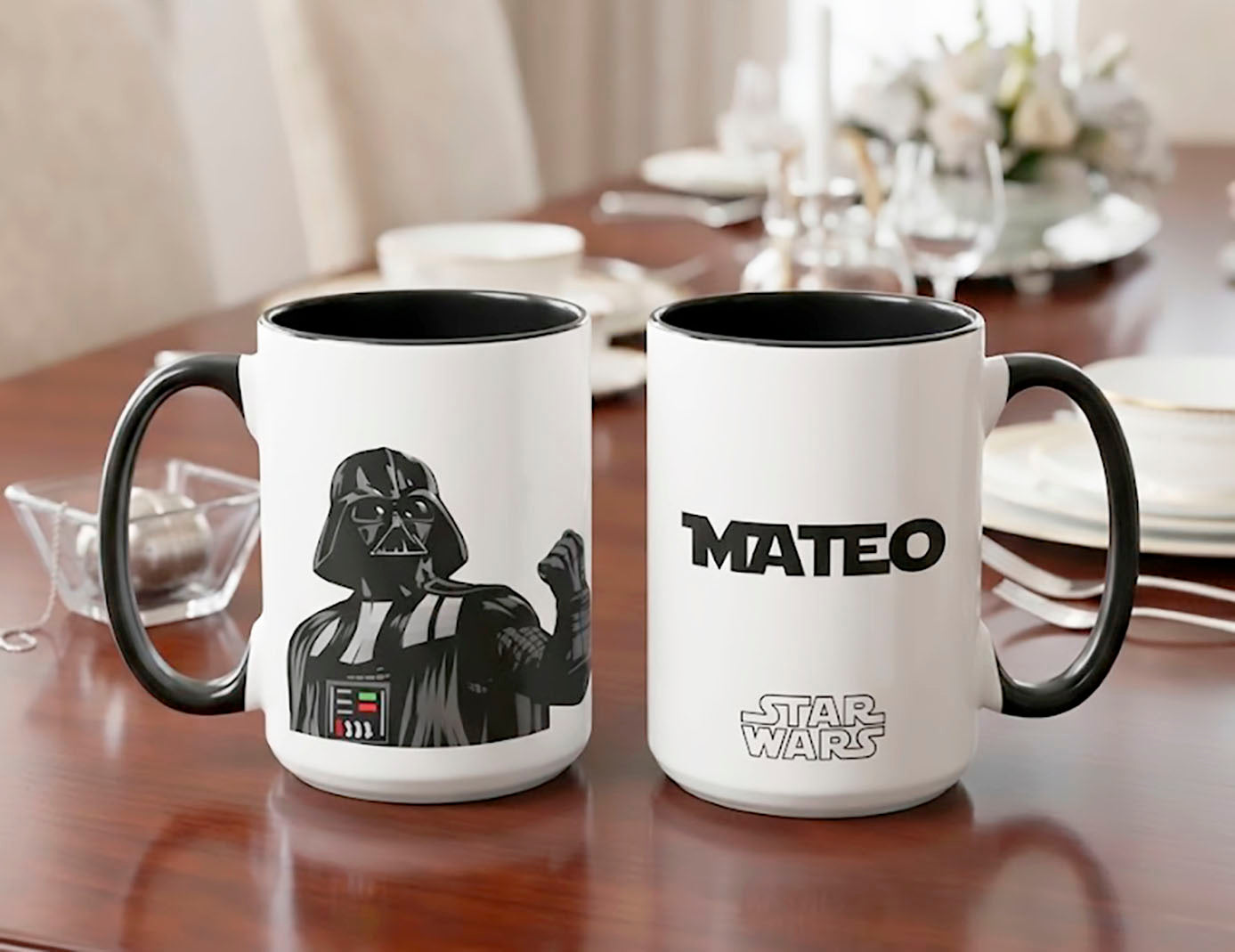 Taza Star Wars con tu Nombre Personalizado | Taza Star Wars | Taza  Blanca y Negra de 15 oz