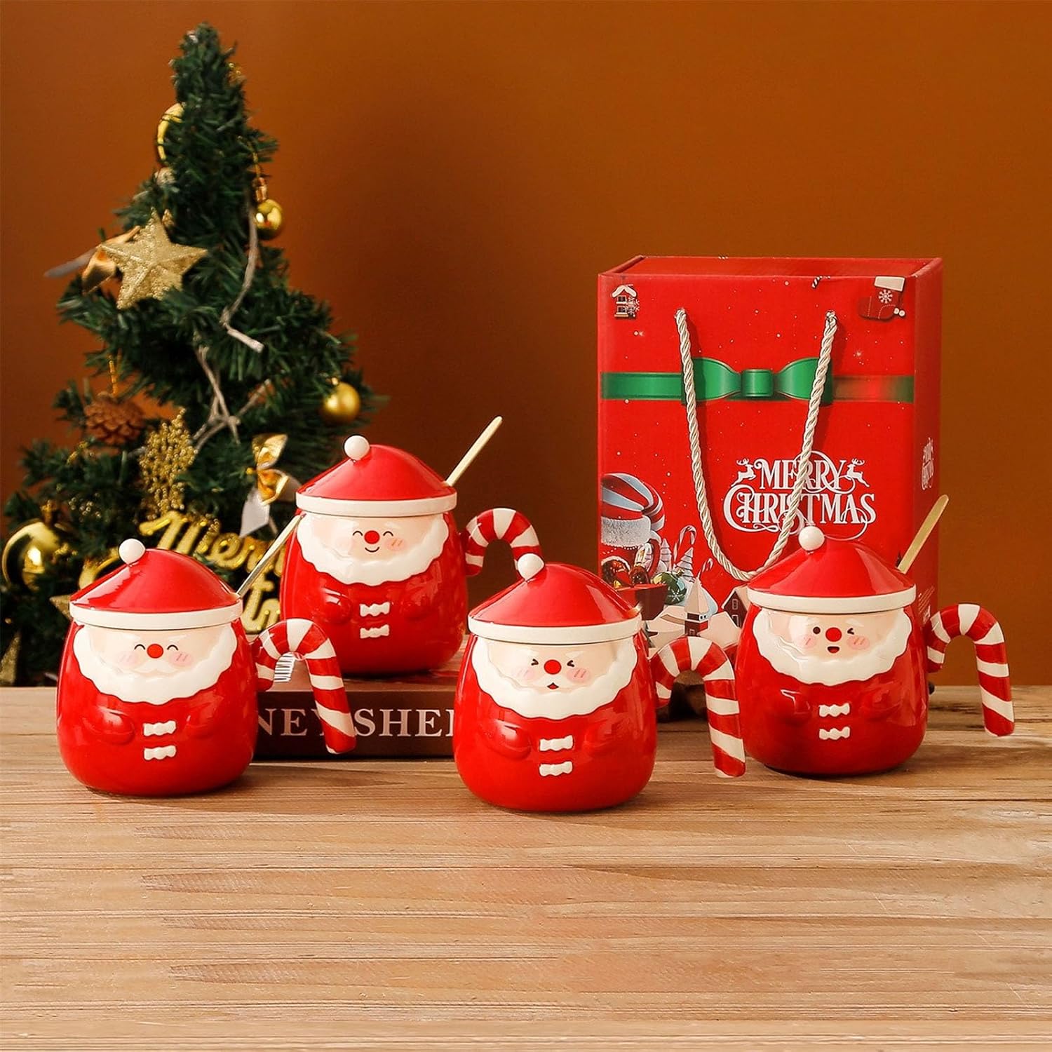 Taza Tierno Papá Noel con Tapa - Tazas Navideñas