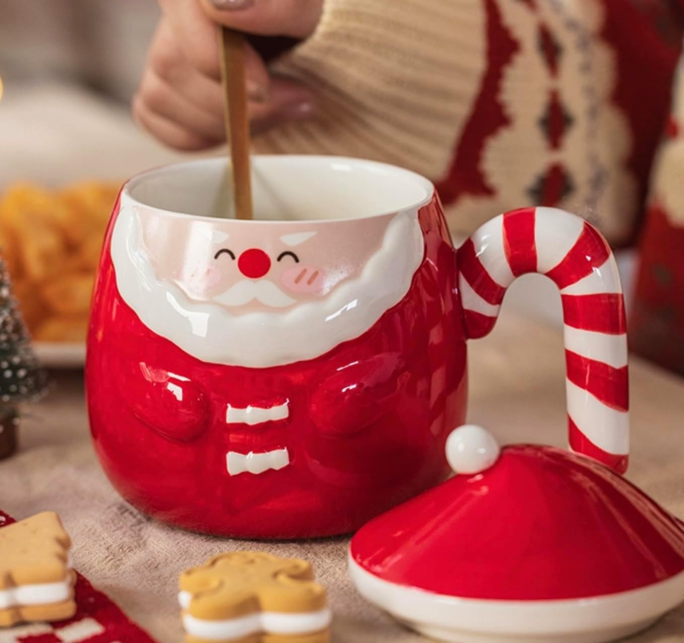 Taza Tierno Papá Noel con Tapa - Tazas Navideñas