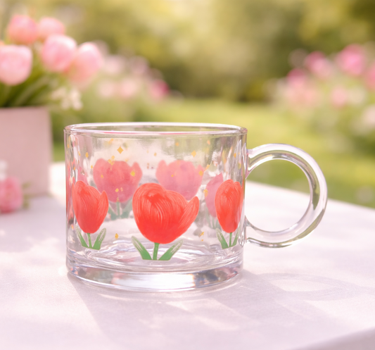 Taza Transparente de Tulipanes | Tazas para Ellas