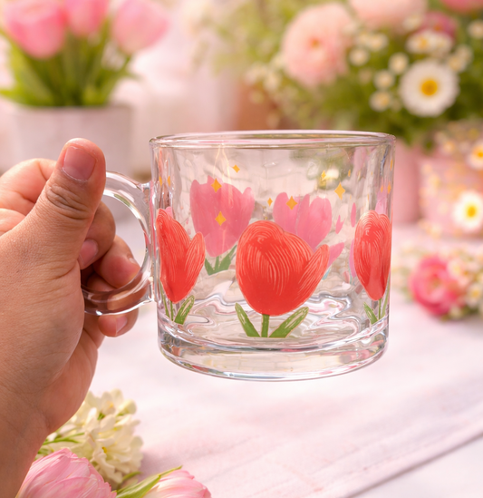 Taza Transparente de Tulipanes | Tazas para Ellas