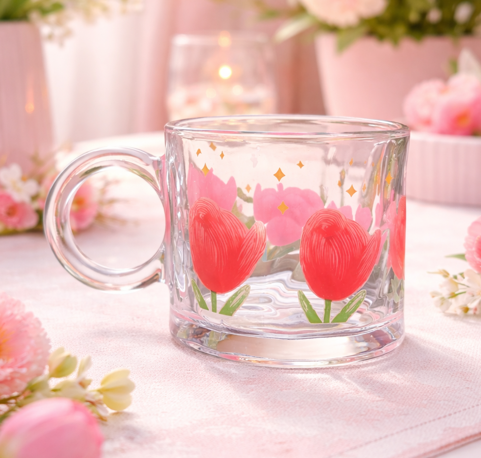 Taza Transparente de Tulipanes | Tazas para Ellas