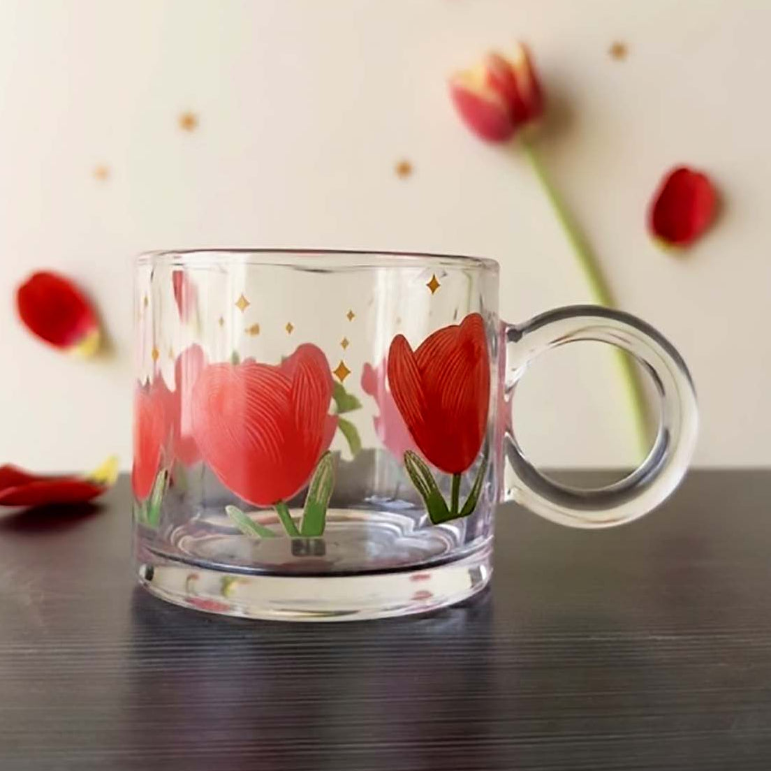 Taza Transparente de Tulipanes | Tazas para Ellas