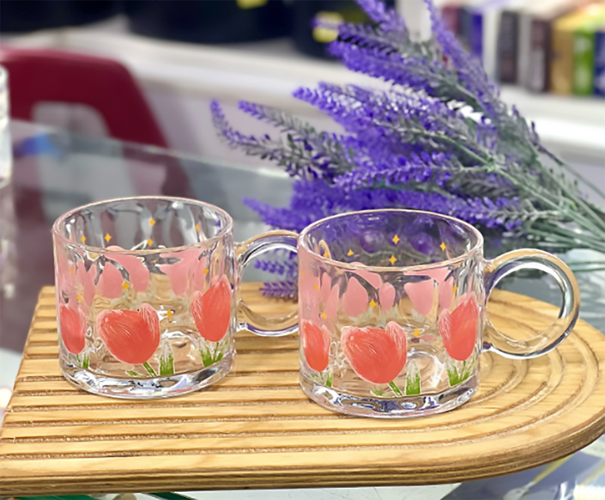 Taza Transparente de Tulipanes | Tazas para Ellas