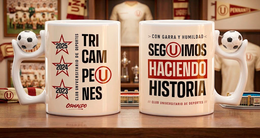 Taza Tricampeón Universitario Personalizado con tu Nombre | Tazas Personalizadas de Universitario | Tazas Asa de Pelota de 11 oz