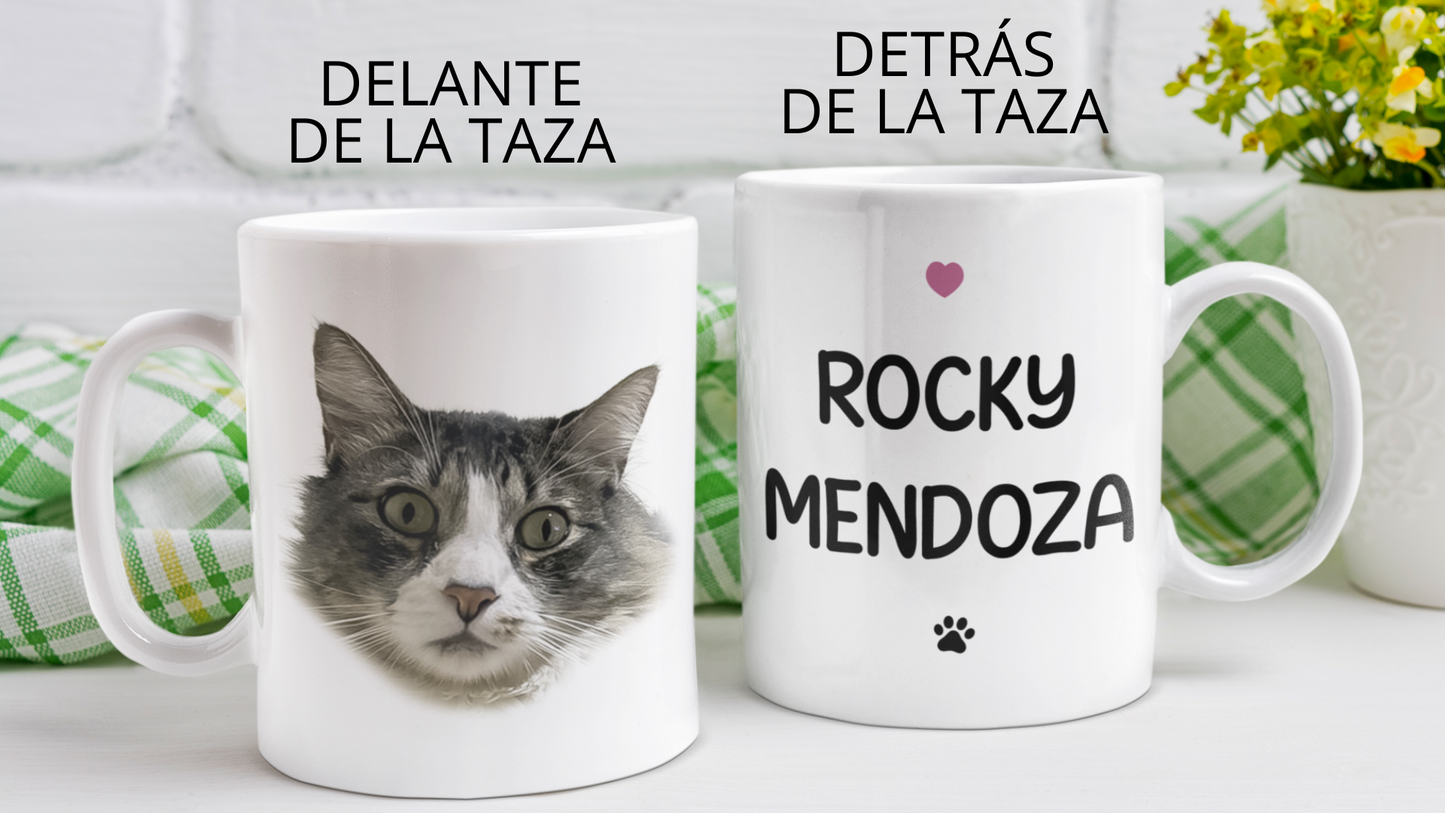 Taza Tu Gato en tu Taza Personalizada- Taza Blanca de 11 oz - Taza de Gatos