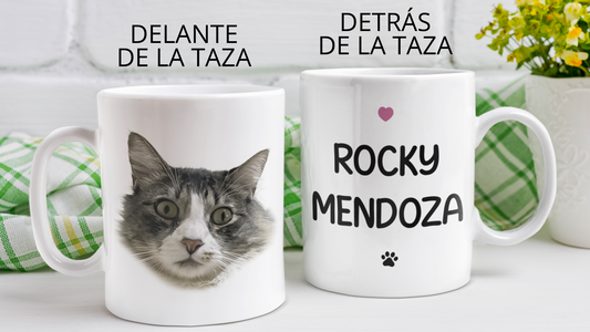 Taza Tu Gato en tu Taza - Taza Blanca de 11 oz - Taza de Gatos