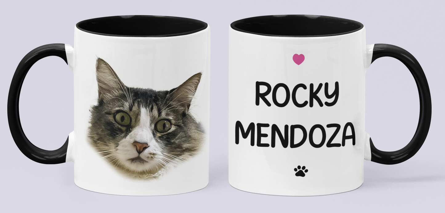 Taza Tu Gato en tu Taza Personalizada - Taza Blanca y Negra de 11 oz - Taza de Gatos