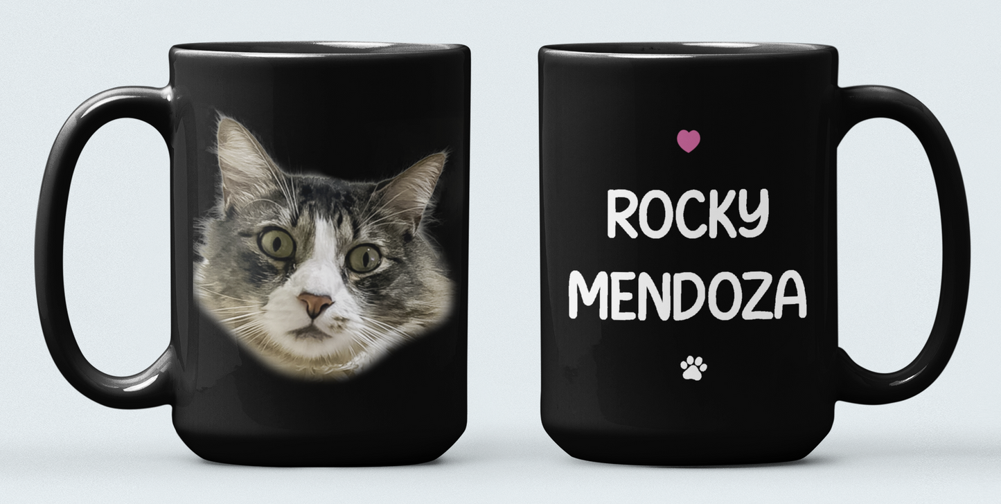 Taza Tu Gato en tu Taza Personalizada - Taza Negra de 15 oz - Taza de Gatos